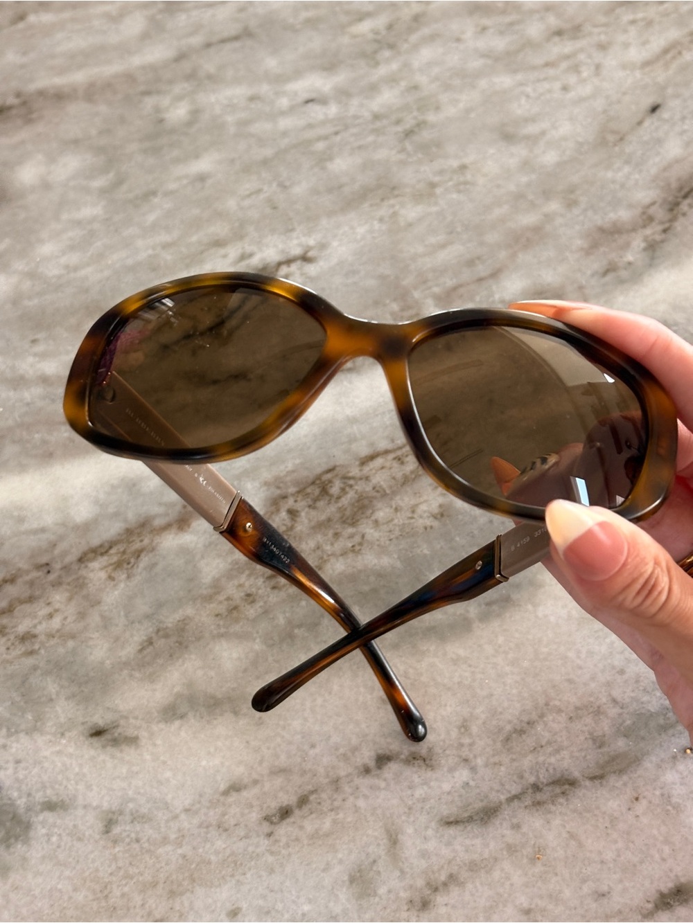 Burberry Tortoiseshell Oval Sunglasses - Brown Lenses + Case